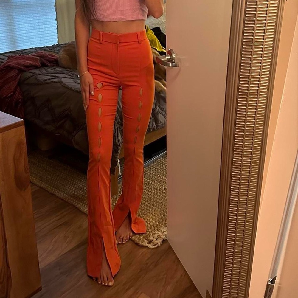 Zara. Flare trousers. XS. Red/orange